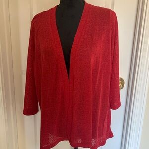Denim&Co Bold Red Women's Cardigan Very Lightweight Size 1X